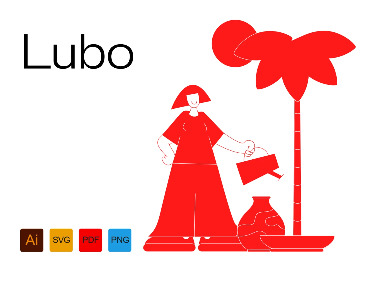 Lubo 25款高质量矢量实心抽象人物阅读社交休息淋雨骑车爬山遛鸟新邮件插图合集-人物插画、场景插画、学习生活、插画、插画风格、概念创意、社交购物、线条手绘、趣味漫画-到位啦UI