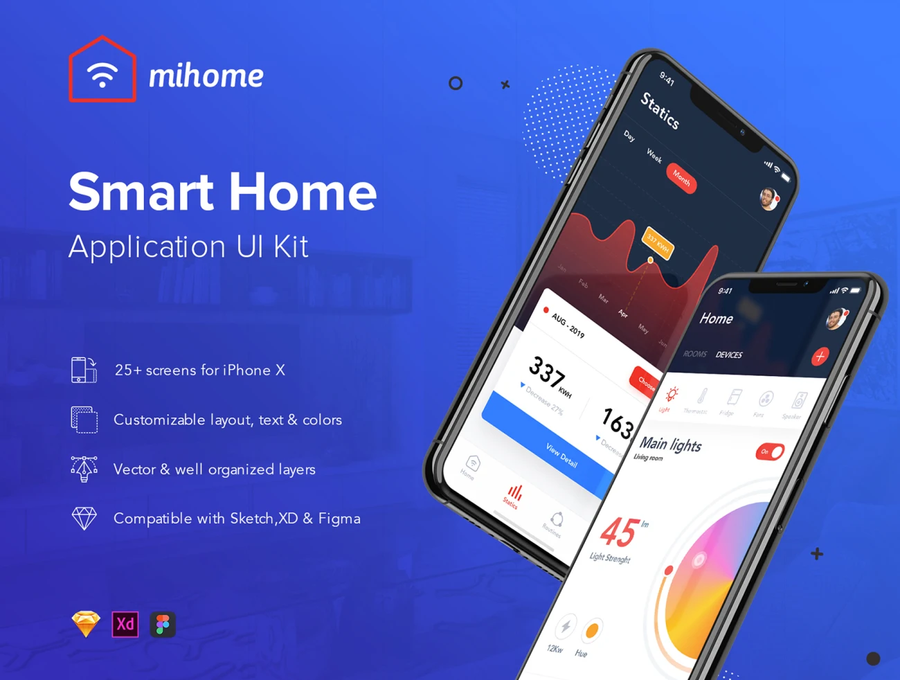 Mi Home Smart Home UI Kit 25屏智能家居用户界面套件-UI/UX-到位啦UI