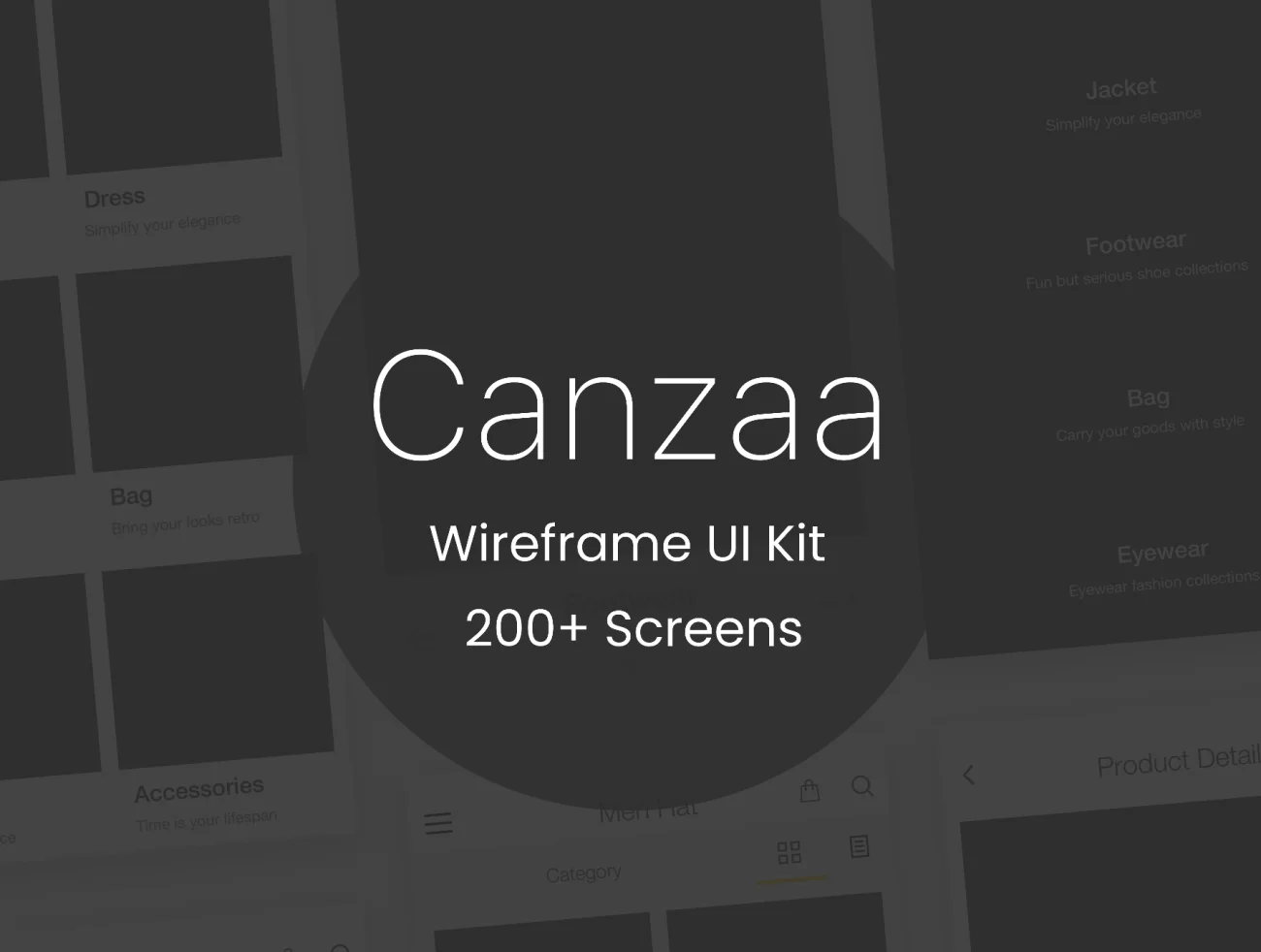 Canzaa Wireframe Kit 9大类功能模块线框原型套件-UI/UX-到位啦UI