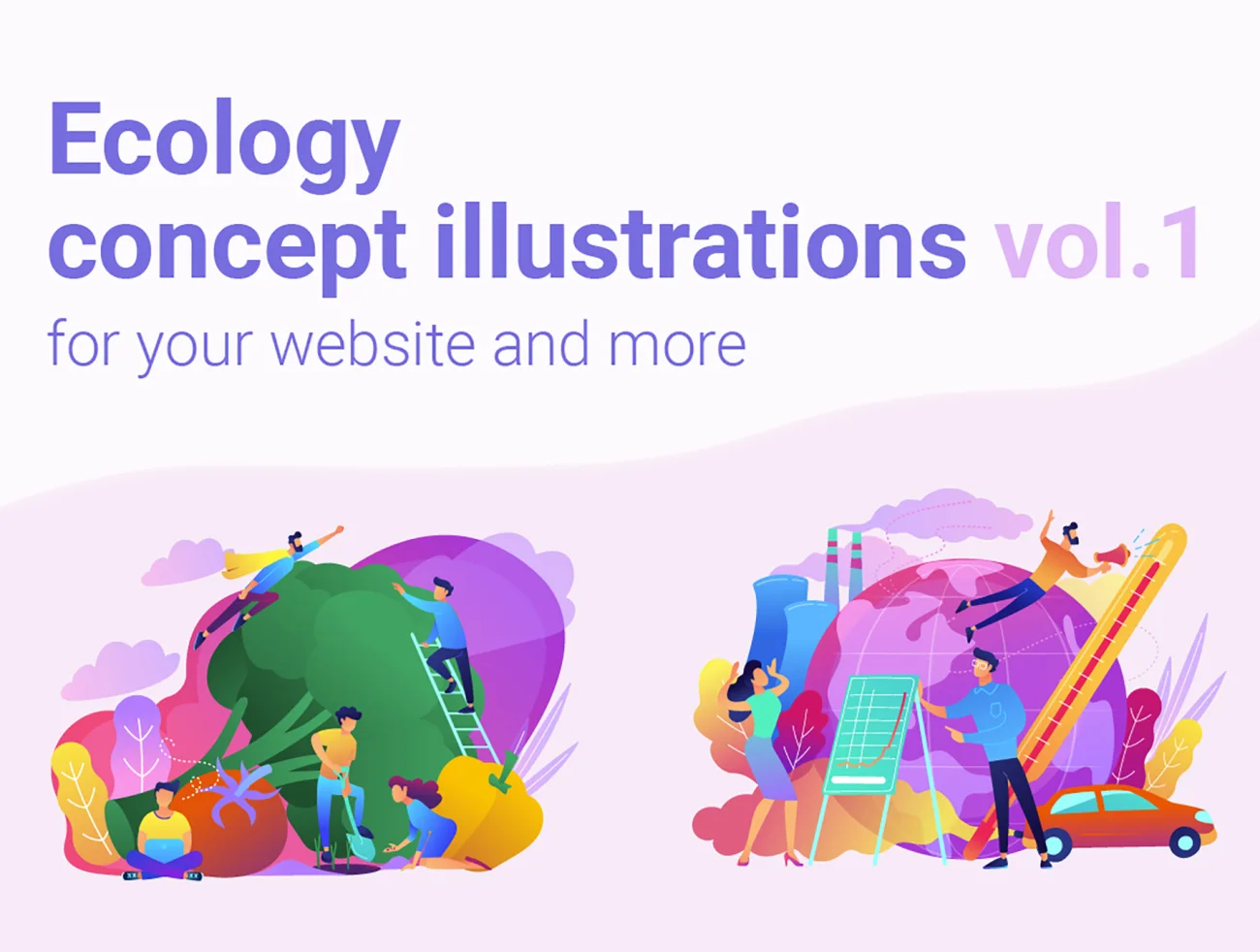 Ecology concept illustrations vol.1 生态气候环境保护概念图-插画、海报素材-到位啦UI