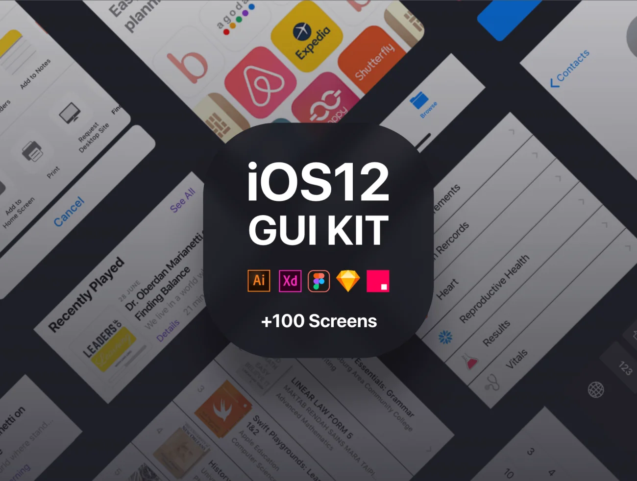 iOS12 GUI KIT 图形用户界面套件-UI/UX-到位啦UI