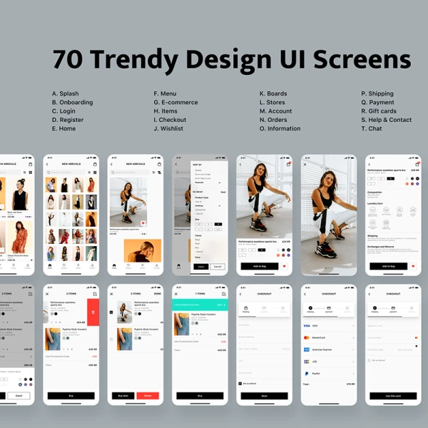 Trendy E-commerce UI Kit 70款简约大气时尚电子商务用户界面套件