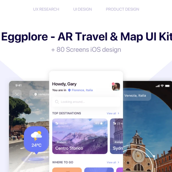 Eggplore - Augmented Reality Maps & Navigation UI Kit 增强现实地图和导航UI套件