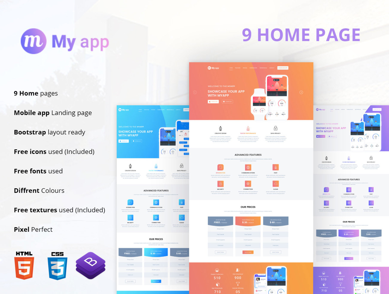 Myapp - App Promotional Landing Page Template app应用促销登录页模板-UI/UX-到位啦UI
