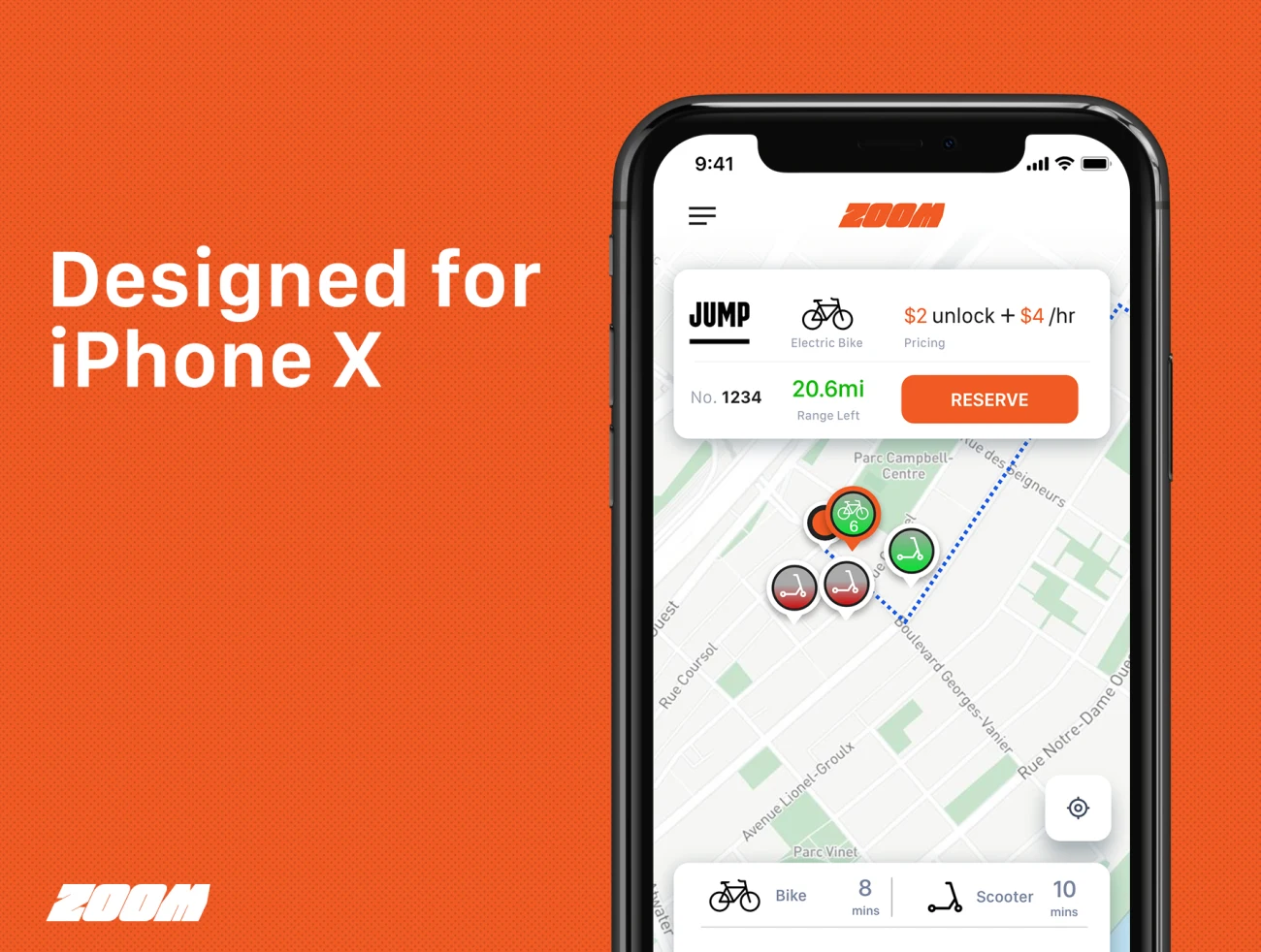 Zoom - Bike Scooter Sharing UI Kit for iOS iOS版自行车滑板车共享UI套件-UI/UX-到位啦UI