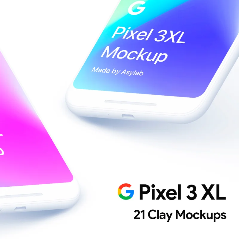 21 Google Pixel 3 XL Clay Mockups(part1) 21款谷歌pixel 3 XL纯色智能样机模型-第1部分缩略图到位啦UI