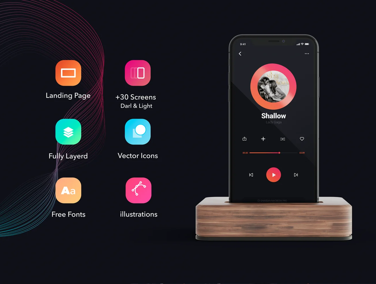 Music House Mobile UI Kit 音乐之家移动用户界面套件-UI/UX、ui套件、应用、引导页、播放器、登录页、着陆页-到位啦UI