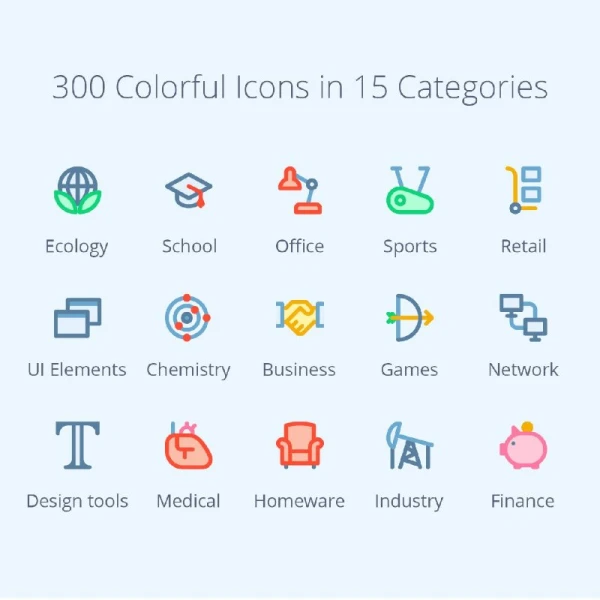 300 Colorful Icons 300个多彩色多文件格式情感化图标