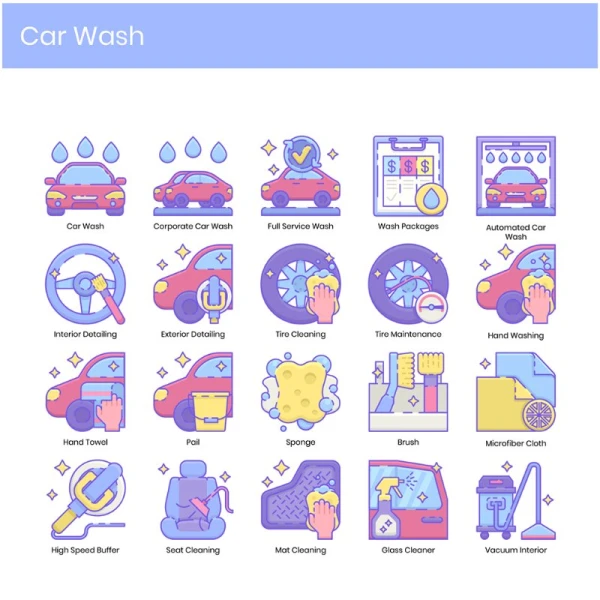 50 Car Wash Icons Blush Series 50款洗车图标