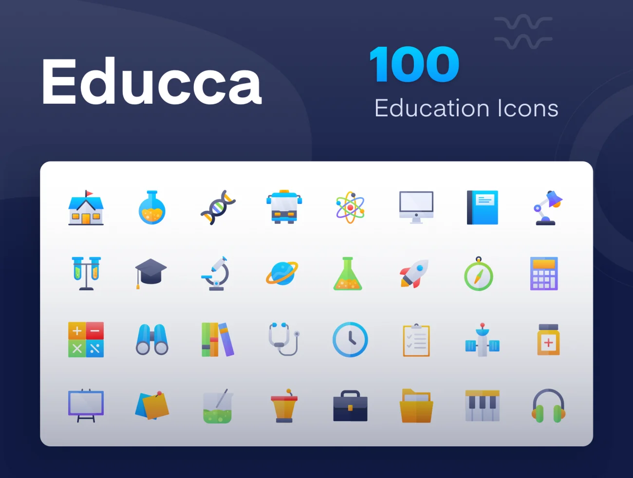 Educca Education Icon Pack 教育图标包适合演示网站以及应用开发-3D/图标-到位啦UI