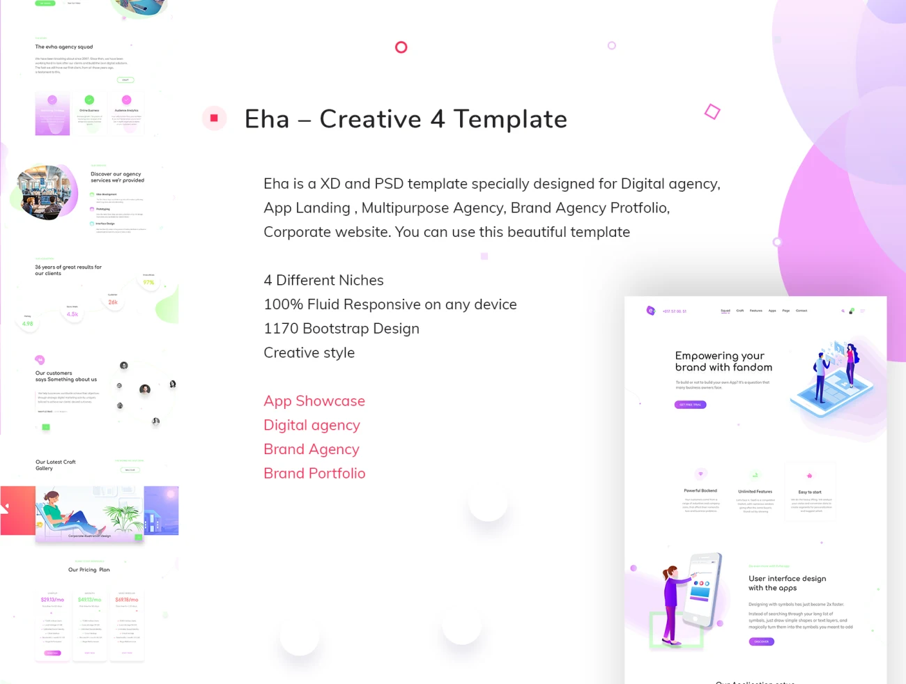 Eha Creative 4 Template(psd) 4款漂亮的机构和个人网站落地页介绍页创意模板插图7