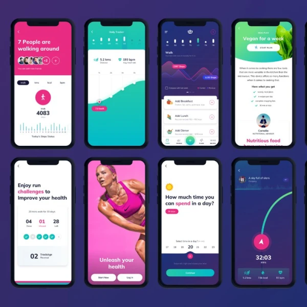 Lifesum Health and Fitness Mobile App - UI kit 运动跑步健康健身移动app应用-UI套件