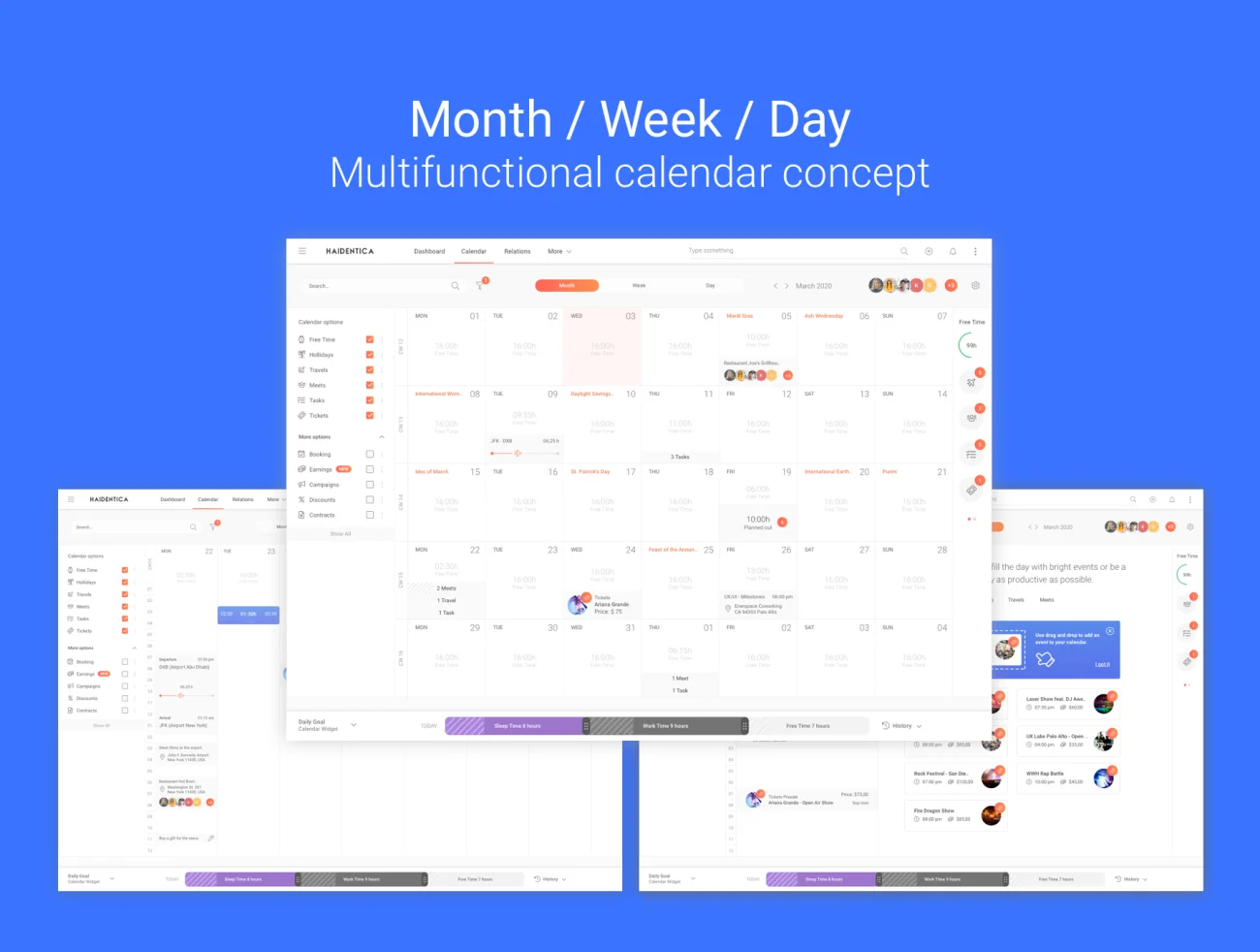 Multifunctional Calendar UI Kit 多功能时间管理计划清单日历界面套件-UI/UX-到位啦UI