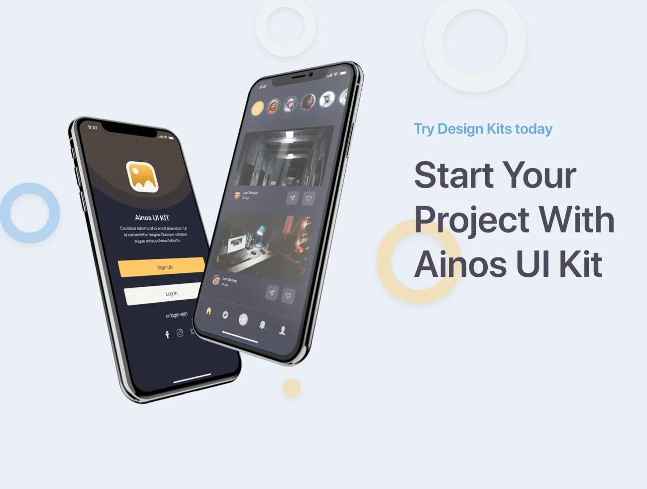 Ainos Social App UI UX Kit 社交应用UI设计套件-UI/UX、列表、卡片式、图表、应用、登录页、社交、聊天、表单-到位啦UI