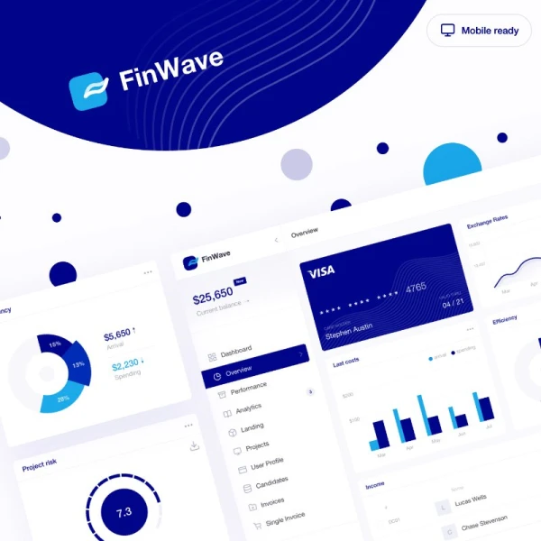 FinWave UI Kit 1.0 简约商业UI设计套件明暗双模式