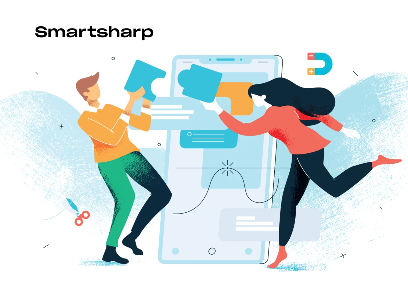Smartsharp Illustrations 20款IT趣味故事商业插画落地页插图-人物插画、场景插画、学习生活、插画、插画功能、插画风格、教育医疗、概念创意、线条手绘、职场办公、营销创业、趣味漫画-到位啦UI