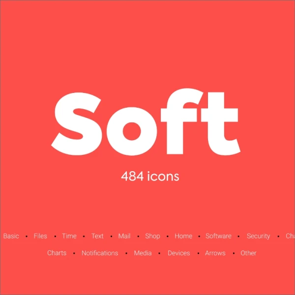 Soft icons 484款圆角图标高度定制化线条粗细可调