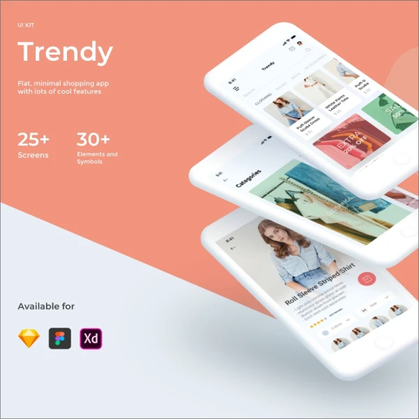 Trendy Shopping eCommerce UI UX KIT 时尚购物电子商务用户界面UX套件
