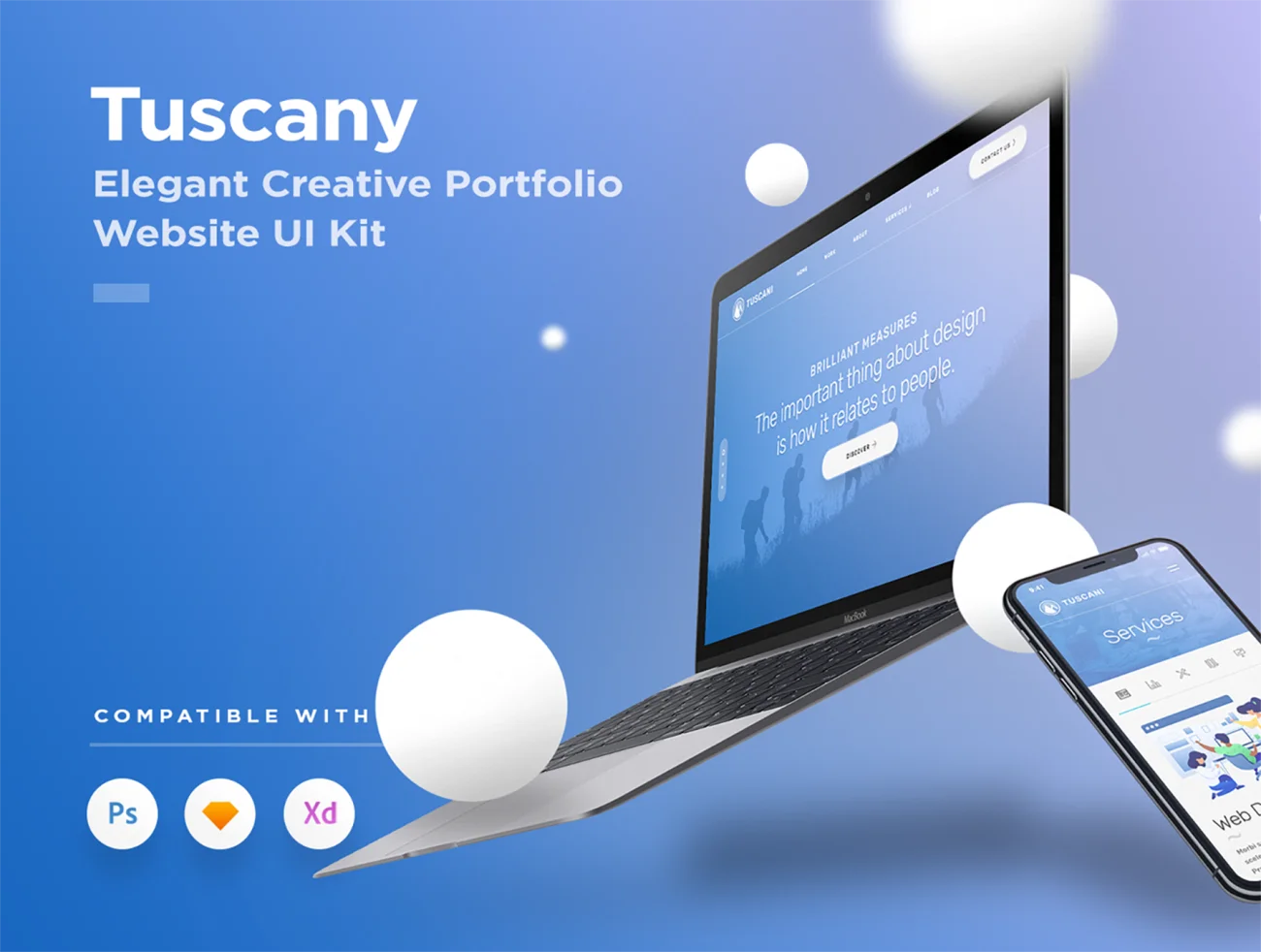 Tuscany WordPress 作品优雅展示主题模版-产品展示、优雅样机、创意展示、手机模型-到位啦UI