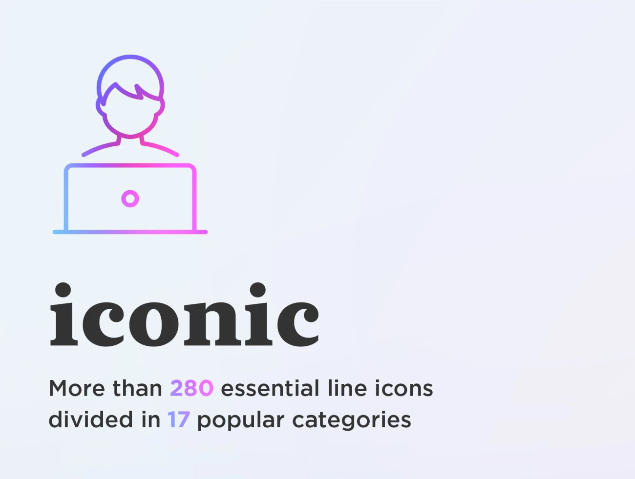 Iconic. Essential line icons set 280个实用基本线条图标集覆盖17大类UI设计必备-3D/图标-到位啦UI