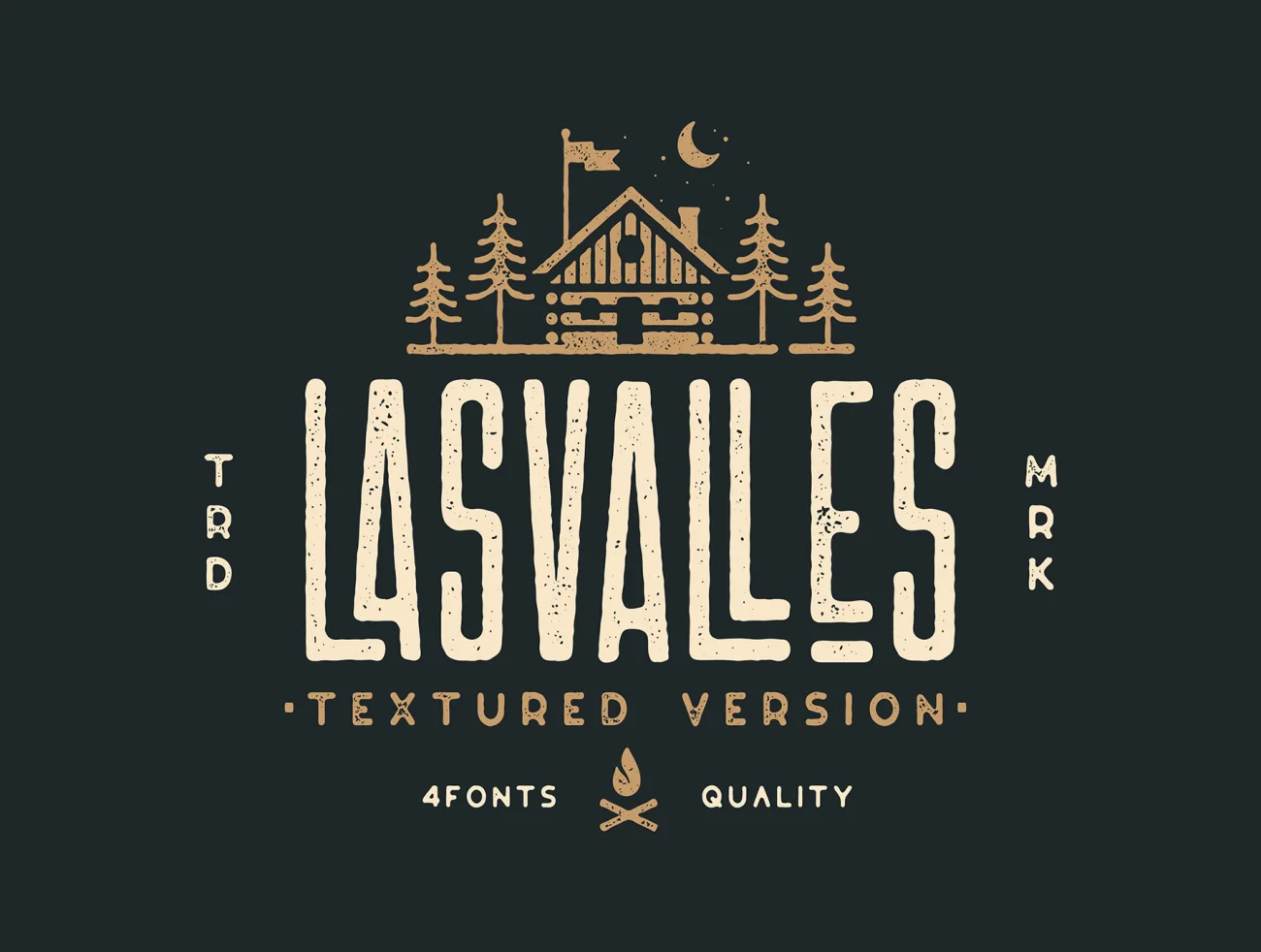 Las Valles Textured Typeface 英文古典logo纹理字体-字体-到位啦UI