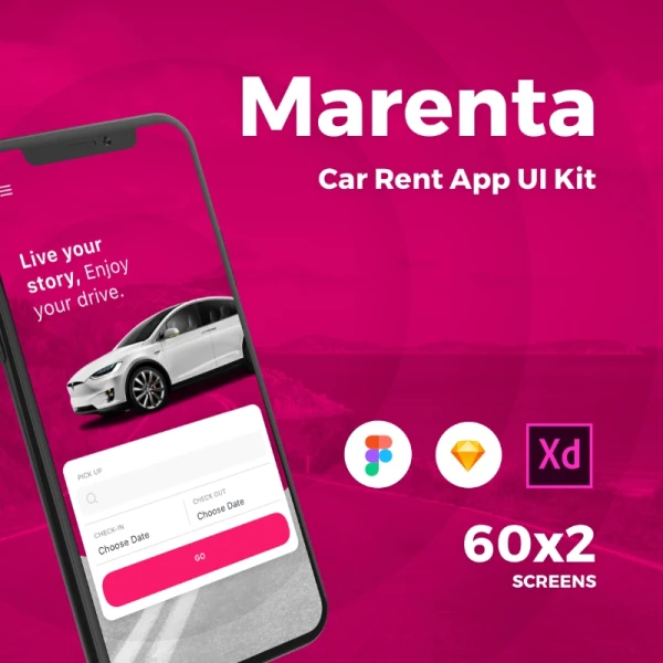 Marenta Car Rent App UI Kit 租车app应用UI套件