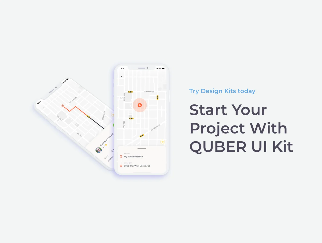 QUBER Taxi App UI UX Kit 租车打车出租车app应用用户界面UX套件-UI/UX-到位啦UI