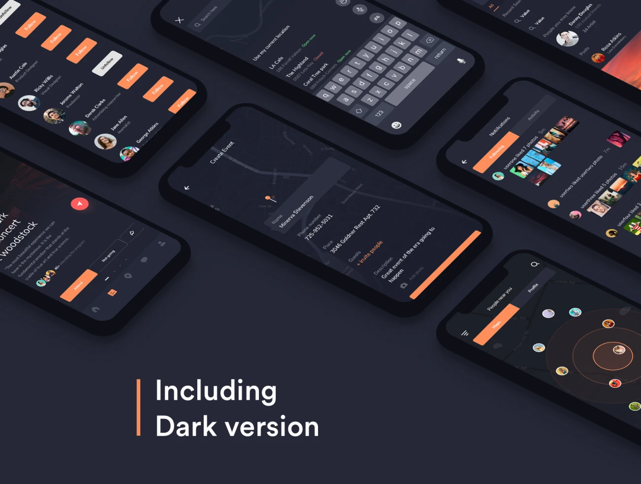 Socio IOS app ui kit(dark) 社交应用ui套件深色-UI/UX-到位啦UI