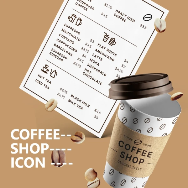 Coffeeshop icons 咖啡店场景图标合集