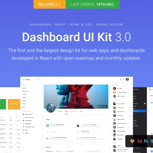 Dashboard UI Kit 3.0 数据展示网站后台仪表板UI设计套件