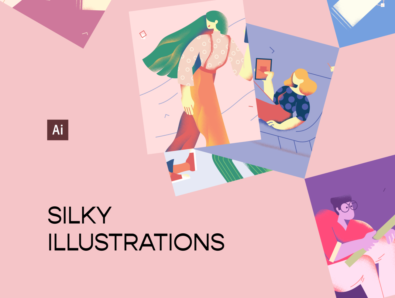 Silky Illustrations 20款时髦多彩的IT相关情景化矢量插图包-人物插画、场景插画、插画、概念创意、社交购物、科技智能、趣味漫画-到位啦UI