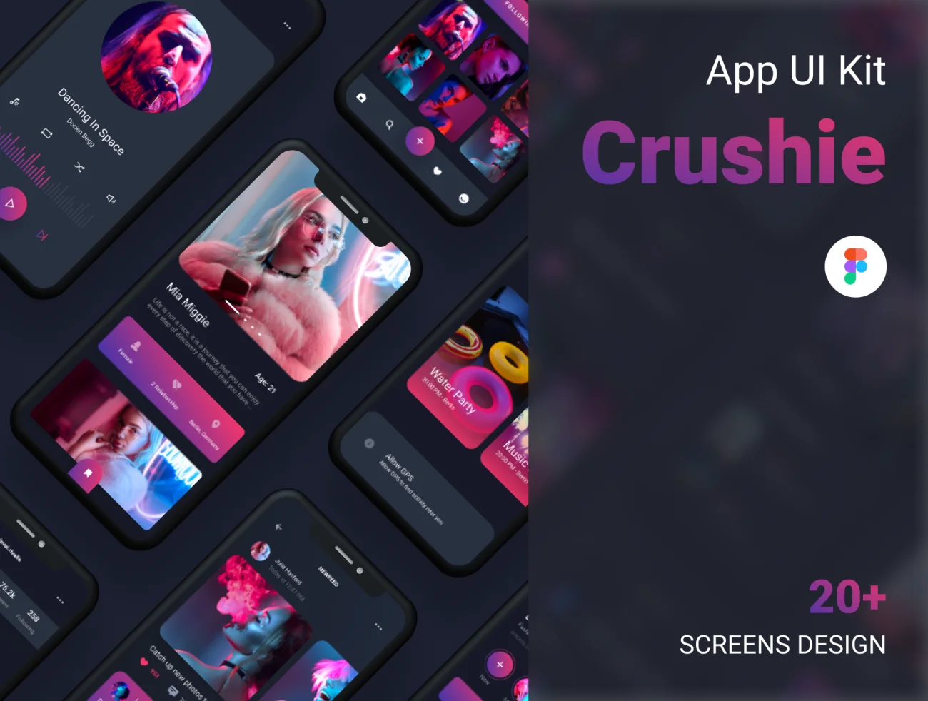 Crushie Dating UI Kit约会用户界面套件-UI/UX-到位啦UI
