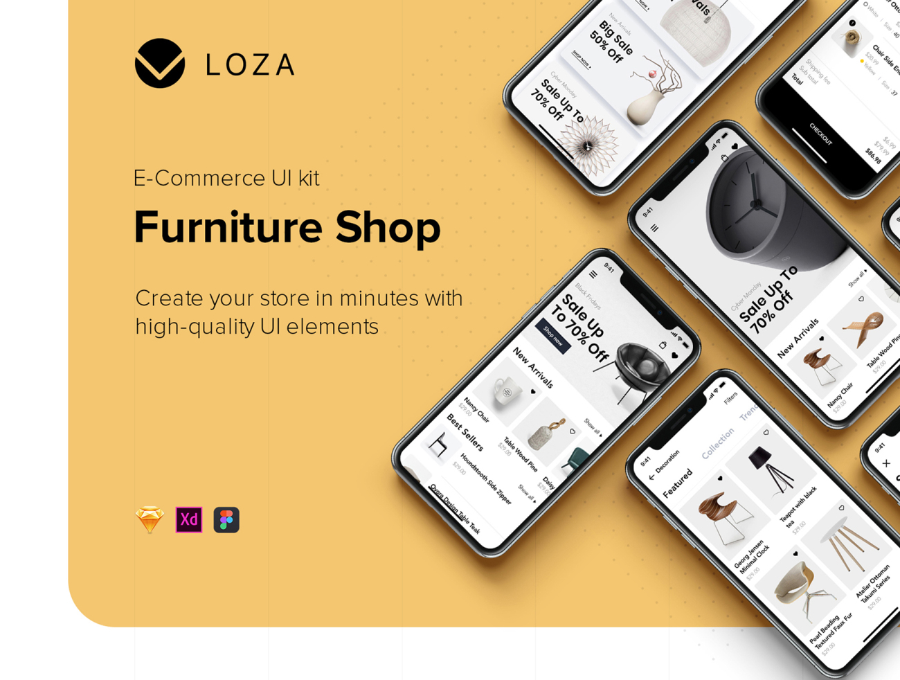 Loza - Furniture Shop App UI Kit 家具店app应用UI套件-UI/UX-到位啦UI