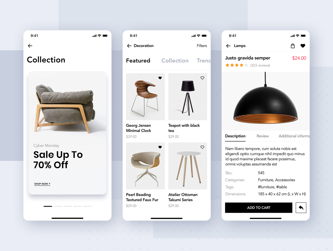 Loza - Furniture Shop App UI Kit 家具店app应用UI套件-UI/UX-到位啦UI