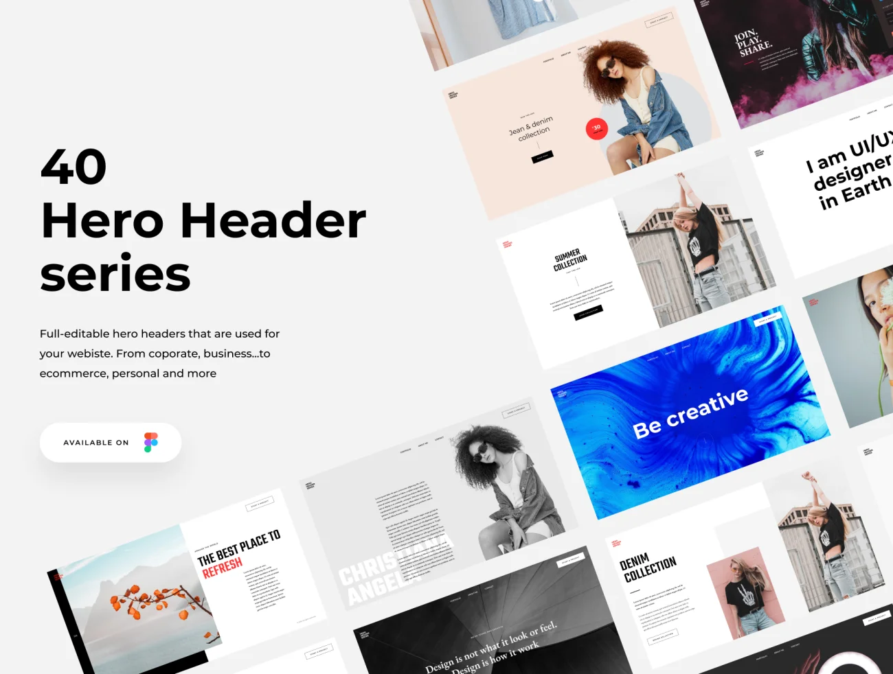 40 Hero Headers for your website 40个大气个性网站首屏海报模板-UI/UX、专题页面-到位啦UI