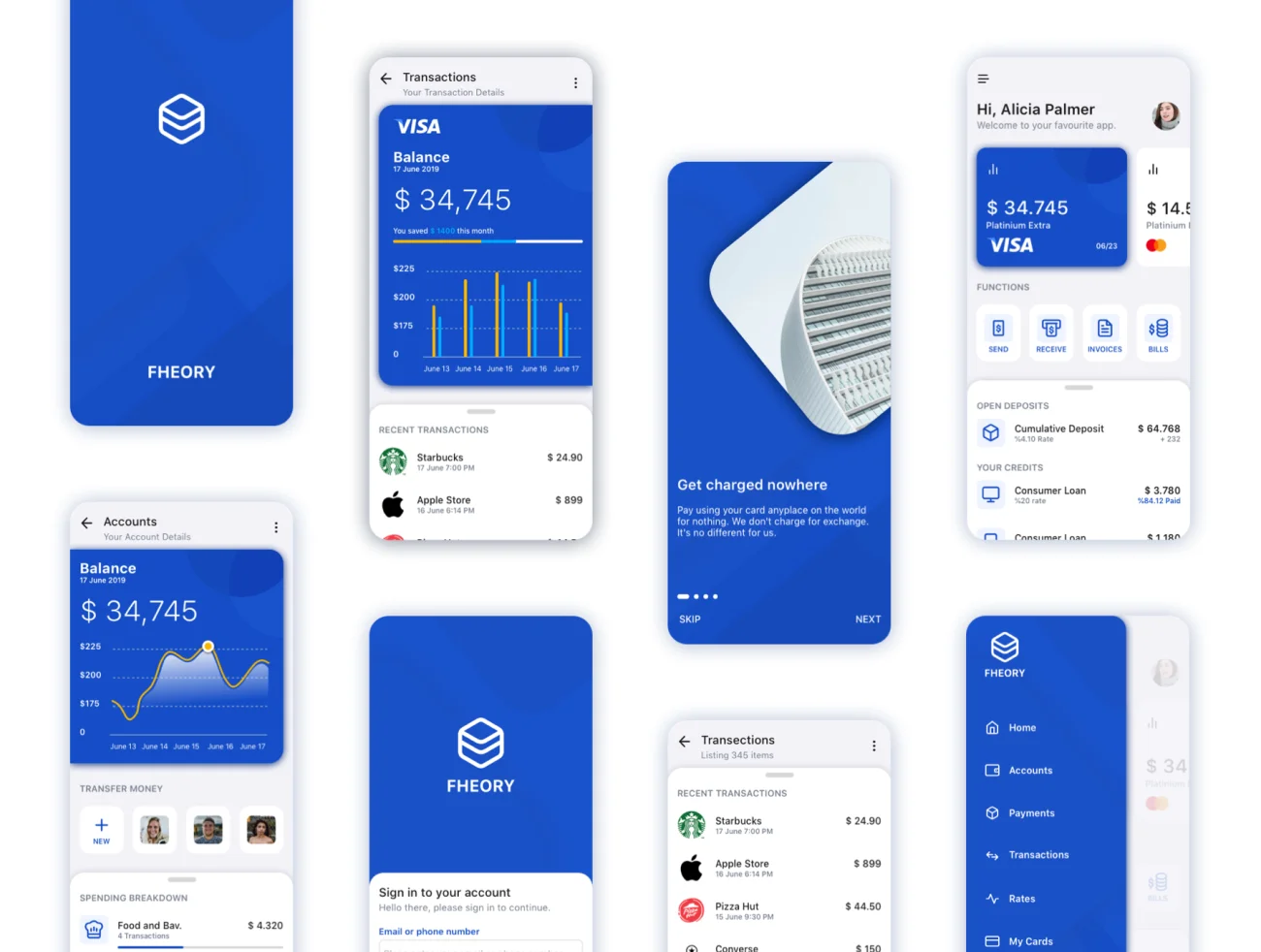 Fheory Financial iOS UI Kit 金融理财用户界面设计套件-UI/UX-到位啦UI