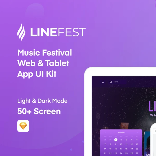 LineFest Music Festival Web Tablet App UI Kit 音乐节以及日程应用套装