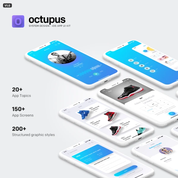 Octupus iOS App UI Kit 20款应用UI套件