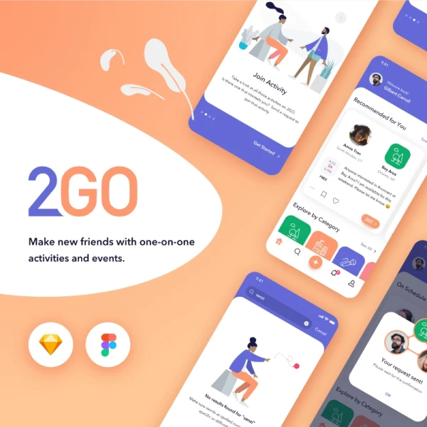 2GO Social App UI Kit  交友社交app应用UI套件