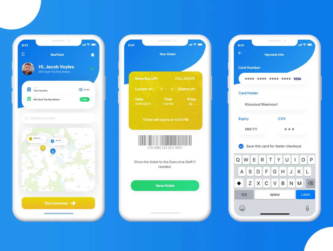 BusTracker app UI Kit 打车本地租车服务应用用户界面套件-UI/UX-到位啦UI