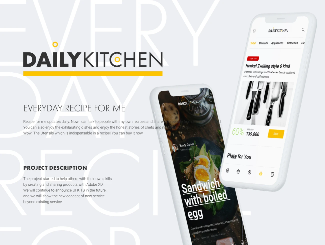 Daily Kitchen UI Kits 每日厨房美食烹饪应用用户界面套件-UI/UX-到位啦UI