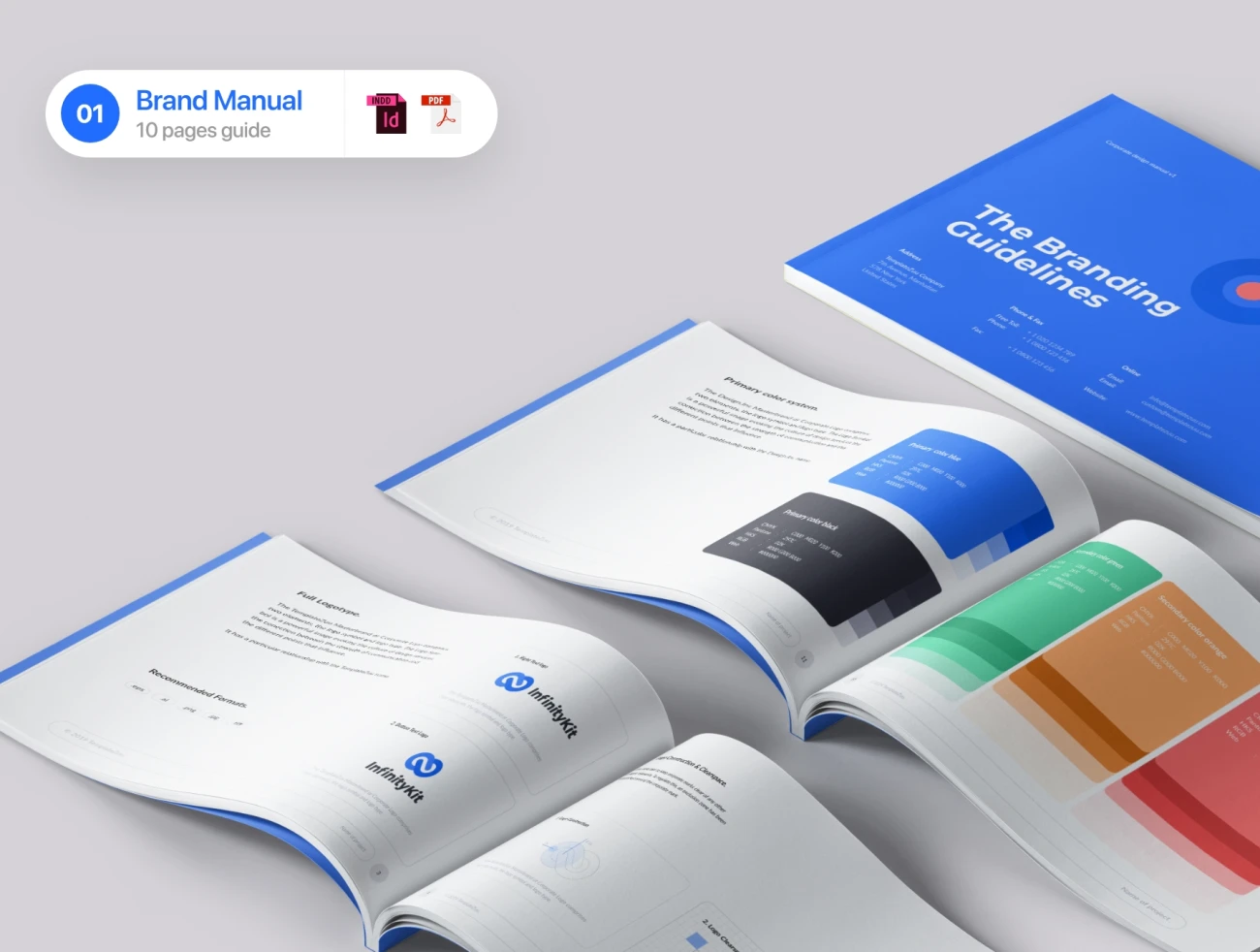 InfinityKit Complate Pack 品牌手册公司介绍PPT模板和40款优秀板式ins故事模板-PPT素材、专题页面、海报素材-到位啦UI