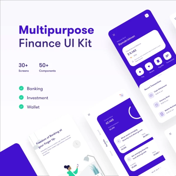 Multipurpose Finance UI Kit 多用途简洁财务电子钱包用户界面设计套件