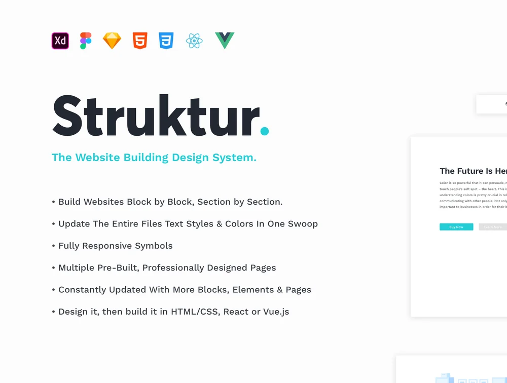 Struktur Website Builder Sketch 网站功能模块化快速搭建平台-UI/UX-到位啦UI