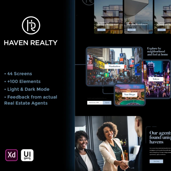 Haven Real Estate Web UI Kit - Realtor 房地产经纪人网站模板