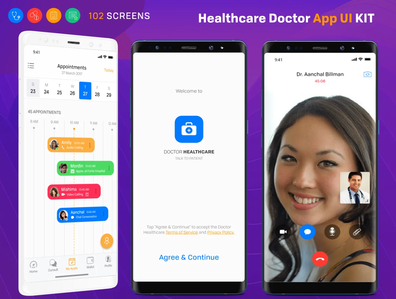 Healthcare Doctor Android UI Kit 医疗医生安卓用户界面套件-UI/UX-到位啦UI