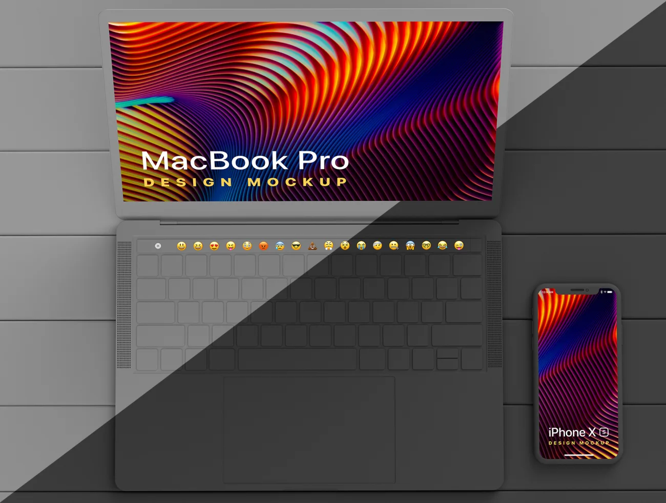 MacBook Pro & iPhone XS Design Mockup 2 MacBook Pro和iPhone XS设计模型2-产品展示、优雅样机、创意展示、办公样机、实景样机、样机、简约样机、苹果设备-到位啦UI