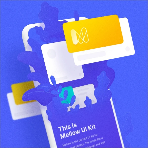 Mellow iOS UI Kit 圆润卡片设计风格物联网智能家居旅行购物主题设计资源包
