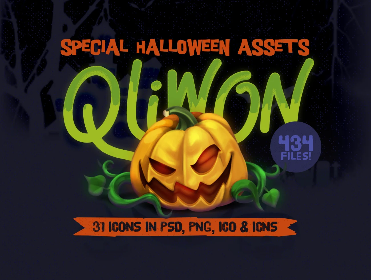 QLIWON Halloween Icon Set 万圣节3d图标集-3D/图标-到位啦UI