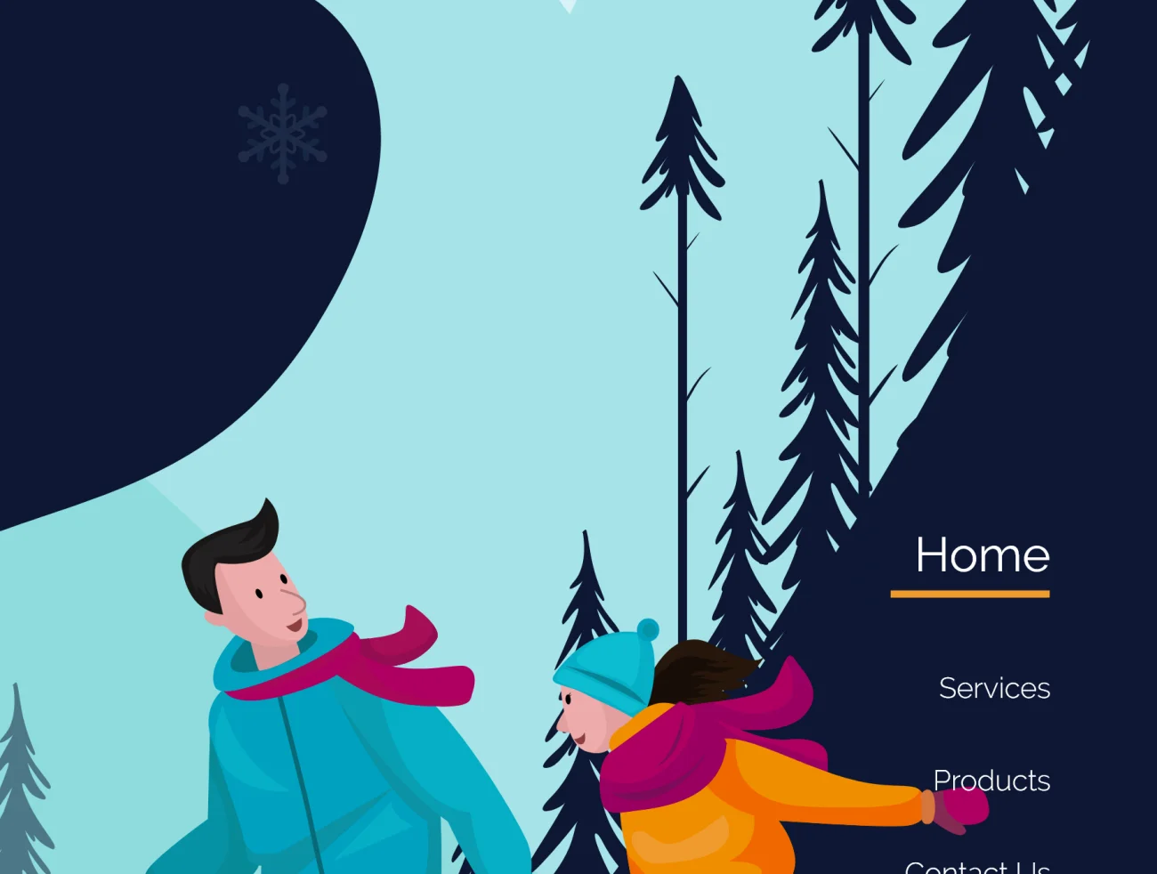 TunTun Startup Website Page 冬季主题滑冰插画插图3